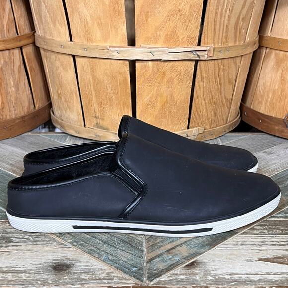 Kenneth Cole Reaction Slow Down Faux Black Leather Slip-On Mule Sneakers Mens 10 - Picture 1 of 11